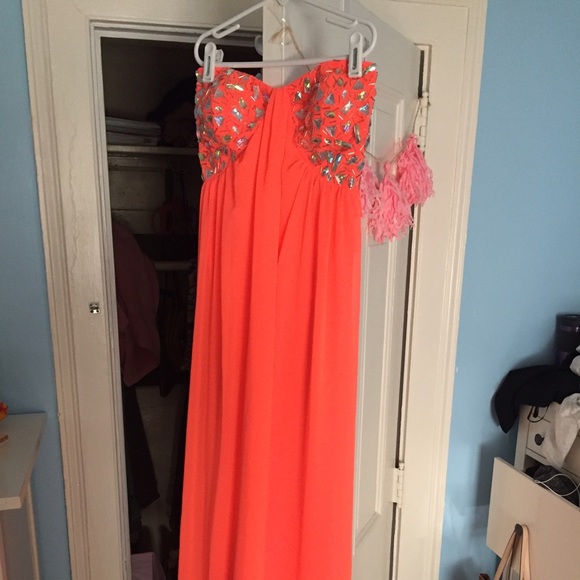 Backless jeweled prom dress