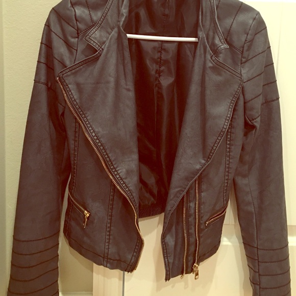 Forever 21 blue gray leather jacket Small