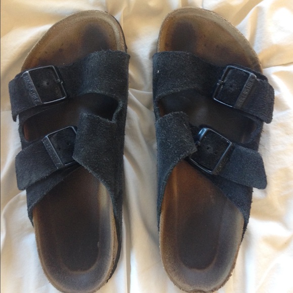 Black suede Birkenstocks