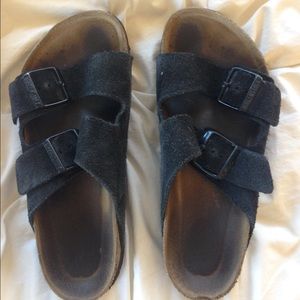Black suede Birkenstocks