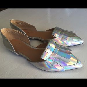 NEW Hologram Silver Flats Banana Republic Size 6