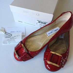 SALE! Bright Red EUC Jimmy Choo Morse Flats