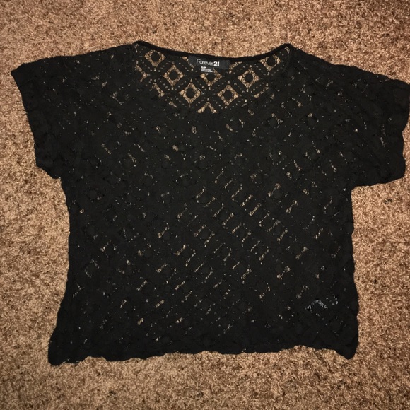 Black lace small tee