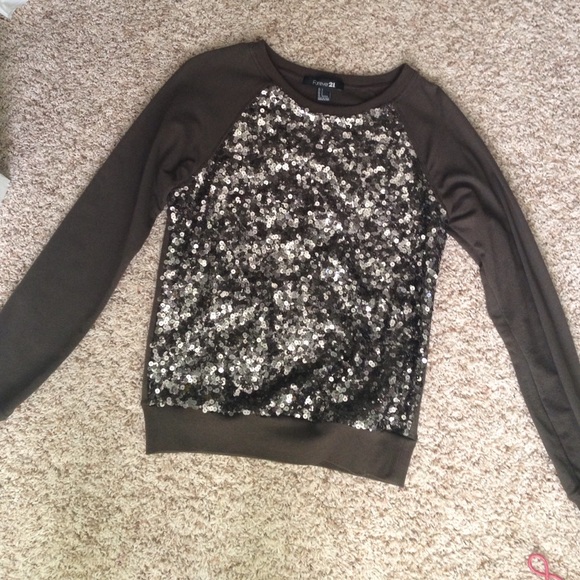 Forever21 olive green, sequin sweater