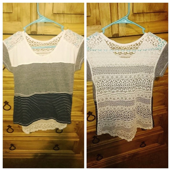 Striped and lace shirt