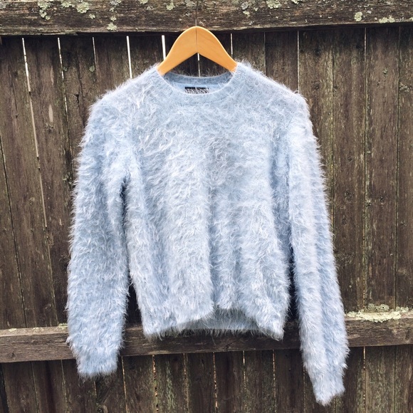 Topshop Sweaters - Topshop Baby Blue Fuzzy Sweater