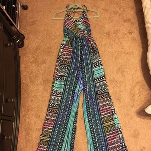 Tobi Patterned Halter Jumpsuit