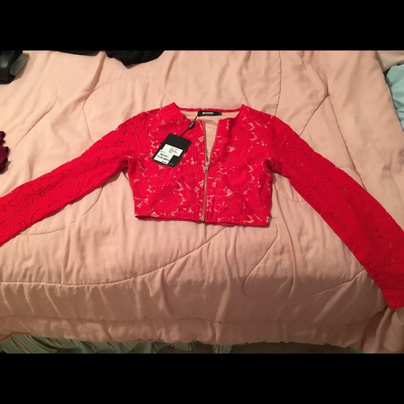 Misguided lace bright red sexy top