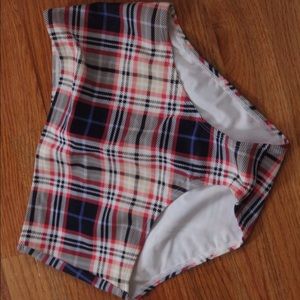 Plaid high wasted bikini bottoms