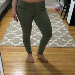 The Limited Army Green Jean Leggings with Zippers
