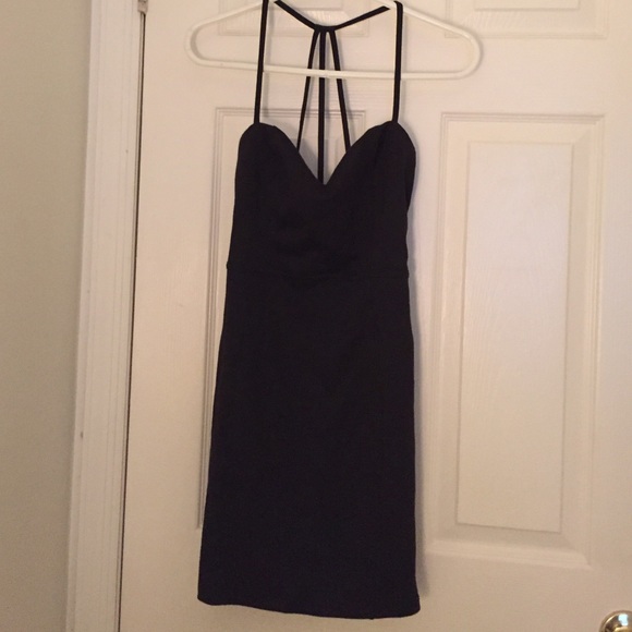Open back short black dress