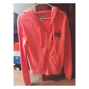 PINK bright orange zip up hoodie!