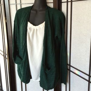 LOFT hunter green pocket cardi