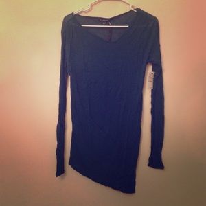 Trouve Dark Teal Sharkbite hem Top, sz S