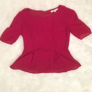 Red business casual fit and flare shirt