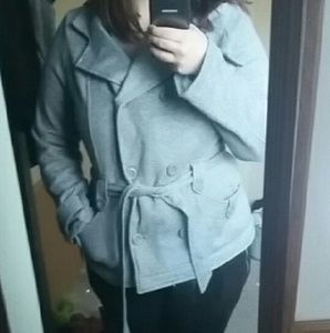 Gray Cloth Peacoat Jacket