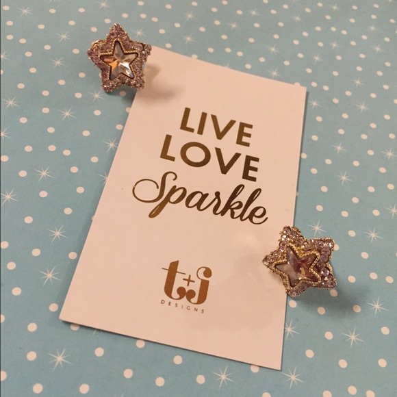 Champagne Star Pave Earrings!!