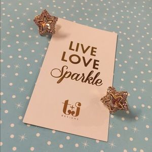 Champagne Star Pave Earrings!!
