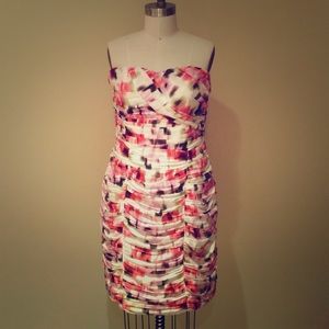 H&M Shirred Blur Floral Cocktail Dress