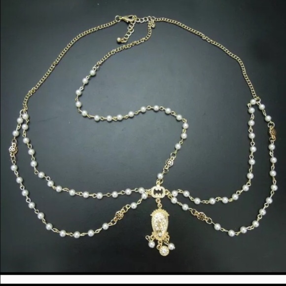 Gold & White Boho Indie Pearl Head Jewelry - Picture 2 of 3