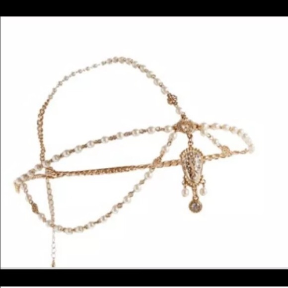 Gold & White Boho Indie Pearl Head Jewelry - Picture 3 of 3