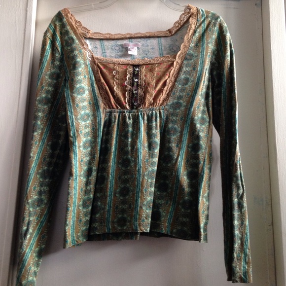 Anthropologie Lux Long sleeve cotton top M
