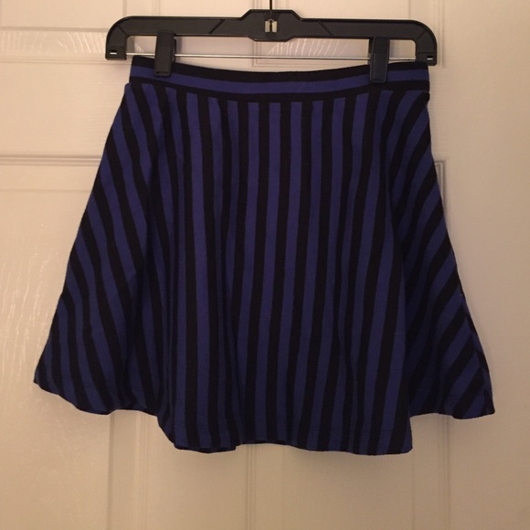 Royal blue and black stripped flare skirt - Picture 1 of 2