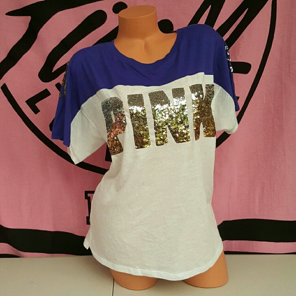 PINK Victoria's Secret Tops - PINK Large Bling Tee