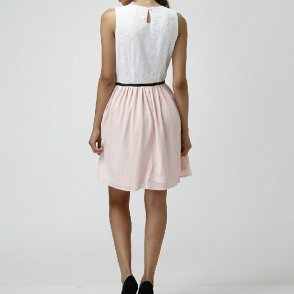 Eyelet Pink Tea Time A-Line Dress. - Picture 2 of 4