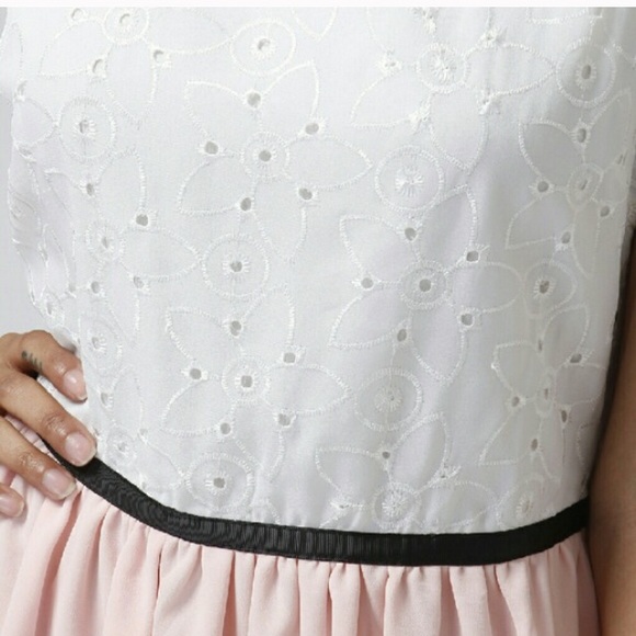 Eyelet Pink Tea Time A-Line Dress. - Picture 3 of 4