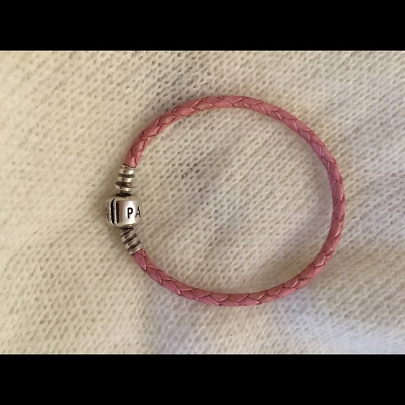 Pink leather Pandora bracelet