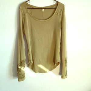 Free People waffle tee, sage green size Large