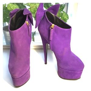 Giuseppe Zanotti Purple Platform Bootie with bows