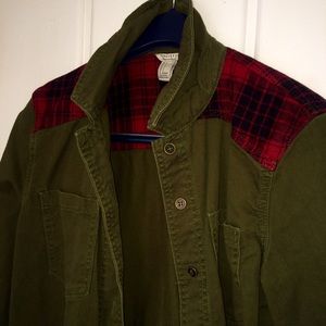 Army Green and Plaid Oversized Button-up