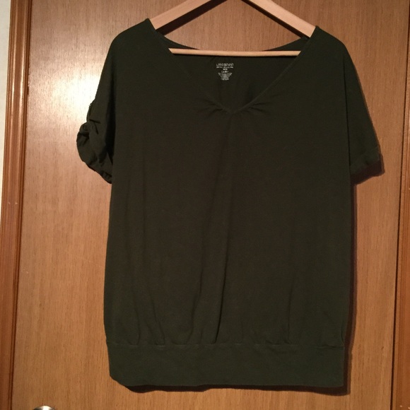 Dark green short button sleeve top