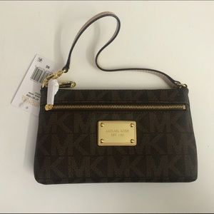 NWT brown Michael Kors large wristlet
