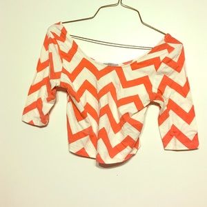 Summer crop top orange and white striped