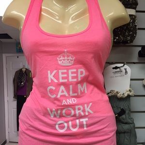 Athletic tank sz Lg Keep Calm and Work Out nwt