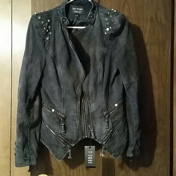 Black denim edgy jacket