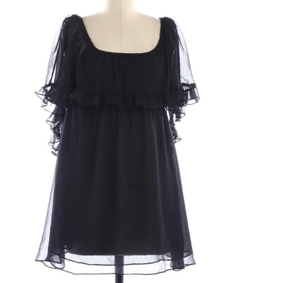 black sheer ruffle dress