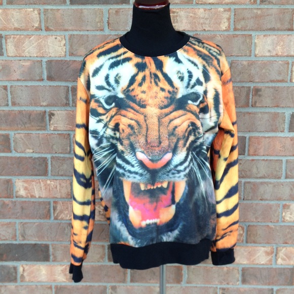 Katie Eary Fierce Tiger Print Jumper Sweater XL - Picture 1 of 3