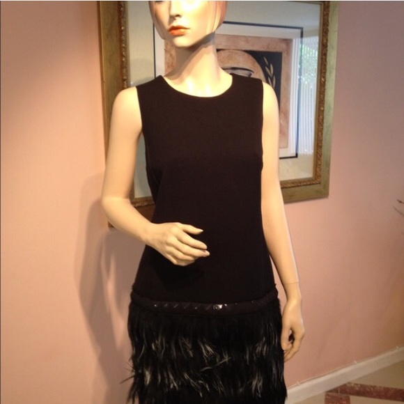 Black dress feathers Michael kors