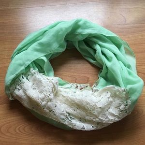 Infinity scarf with white lace