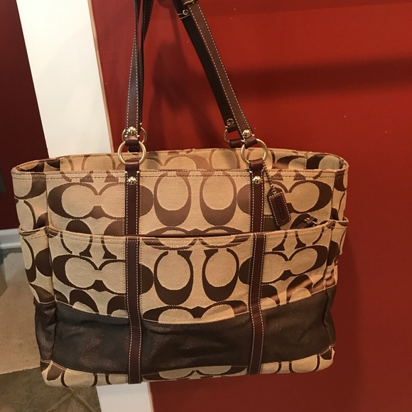 Coach Brown Large Signature DiaperBag/Tote - Picture 1 of 8