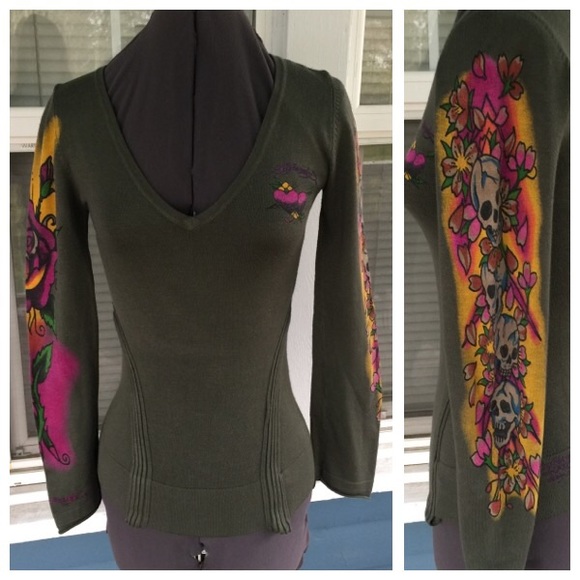 Ed Hardy Sweaters - ED HARDY by Christian Audigier Graphic Sweater Top