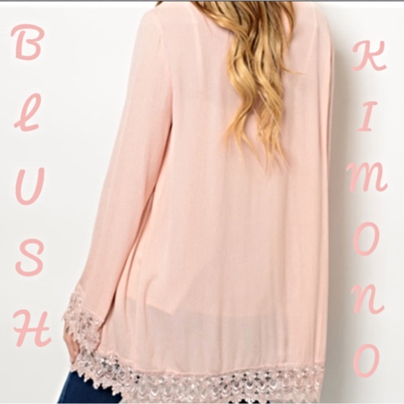 Make Me Blush Lace Hem Kimono - Picture 3 of 4