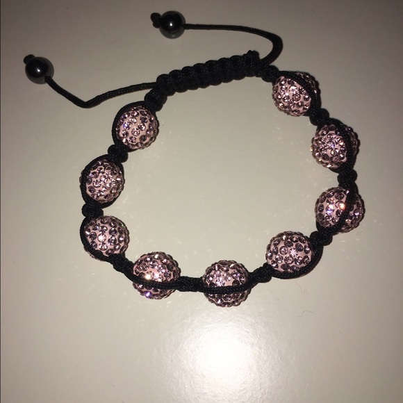 Pink diamond bracelet with adjustable rope!