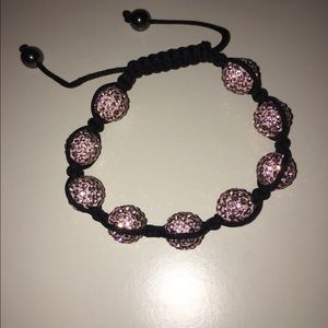 Pink diamond bracelet with adjustable rope!