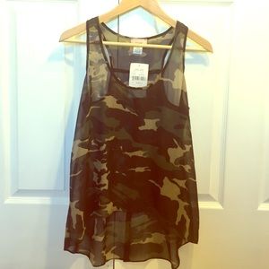 Love...ady high low, split open-back camo tank