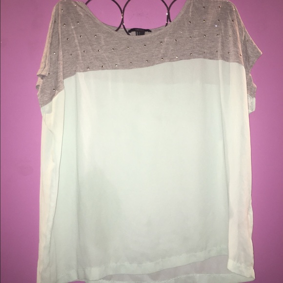 Casual sheer shirt with grey top and studs
